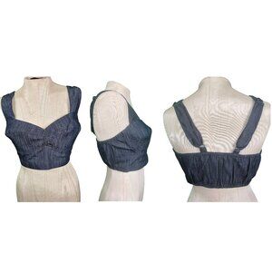 Couture For Every Body Varla Crop Top in Lightweight Dark Blue Denim XL